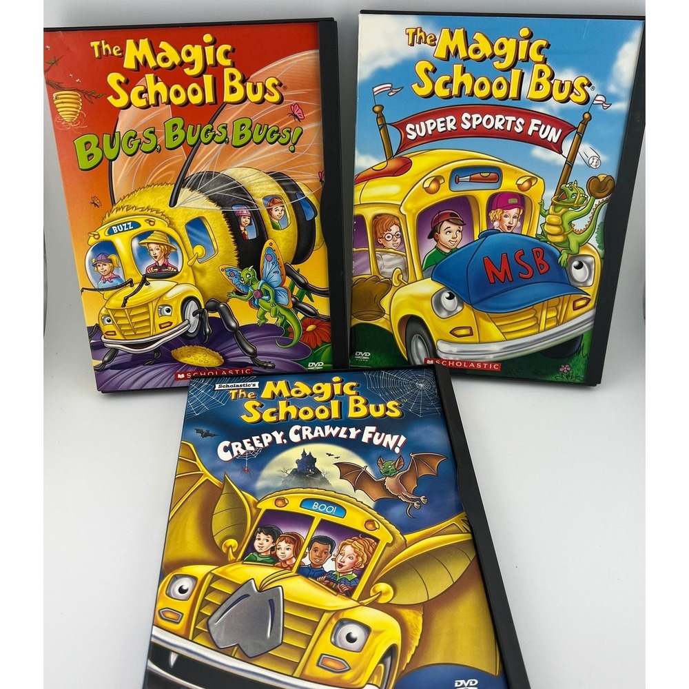 Magic School Bus DVD Lot Bugs Bugs Bugs Super Sports Fun Creepy Crawly